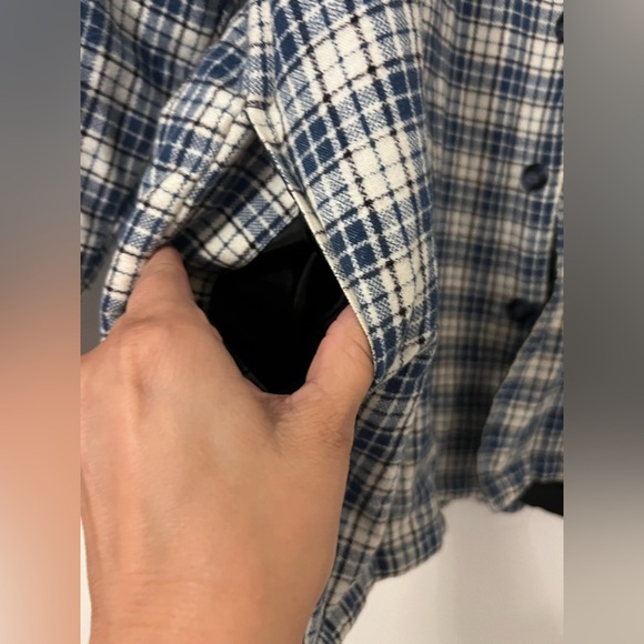 Y.U.M.A. men’s Blue White Plaid insulated Button-Up Shirt jacket size L (O122) - Picture 2 of 8